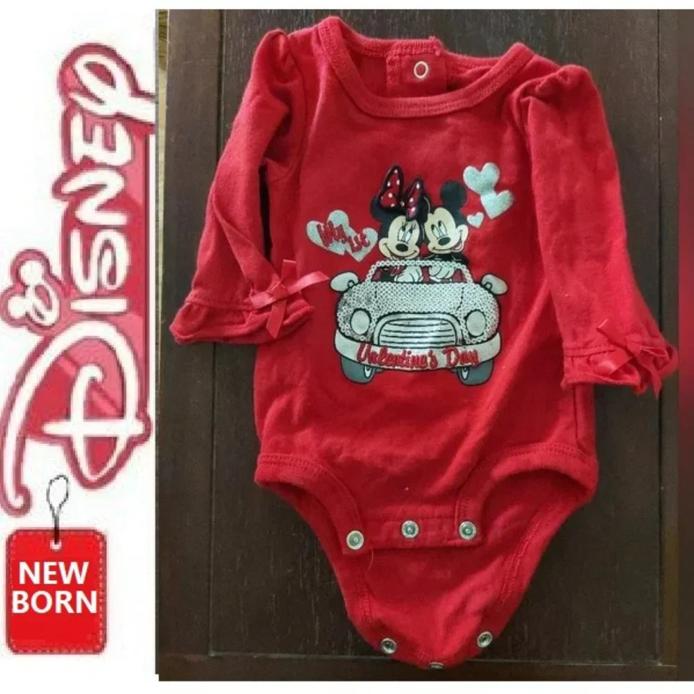 🎁10/$25--Minnie and Mickey onesie,  long sleeve,  newborn, Valentine's Day